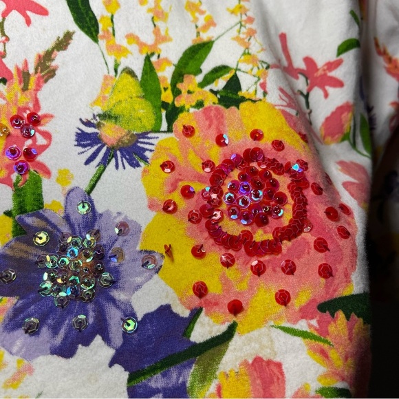 Tabi women's pink floral gardenia butterfly 3/4 sleeve blouse shirt in size L - Picture 4 of 7